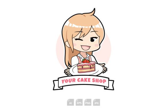 Download Cute Cake Shop Girl Logo - Shop Collection