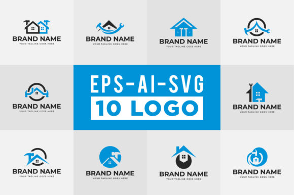 Download House Repair Logo Design Set - Repair Collection