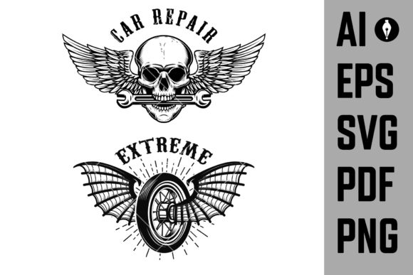 Download Car Repair Emblems. Wheel with Wings. - Repair Collection